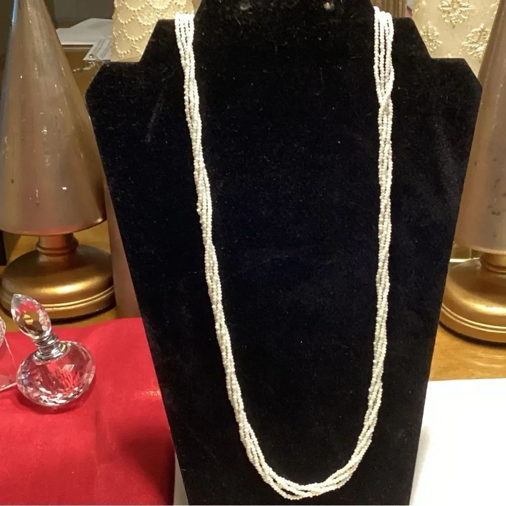 Classic White Seed Bead Multi-Strand Necklace